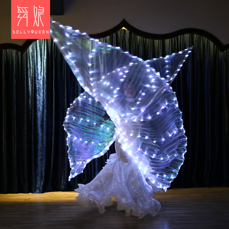 Open Back White 382 Led Isis Wing Props Light Up Led Dance Capes With Telescopic Stick